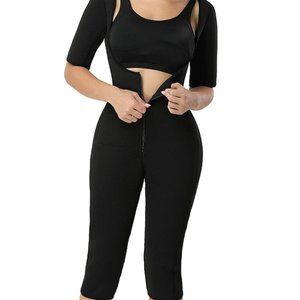 Black Cheap Neoprene Elastic Open-Bust Arm Control Bodysuit Shaper Zip Up firm